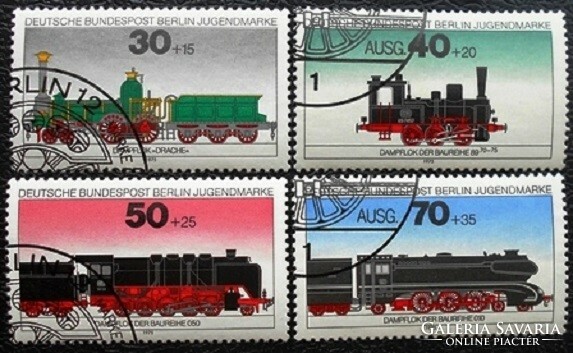 BB488-91p / Németország - Berlin 1975 Ifjúságért : Mozdonyok bélyegsor pecsételt