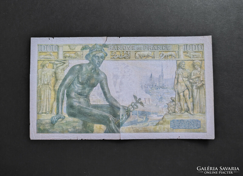 Franciaország 1000 Francs / Frank 1943, VG+