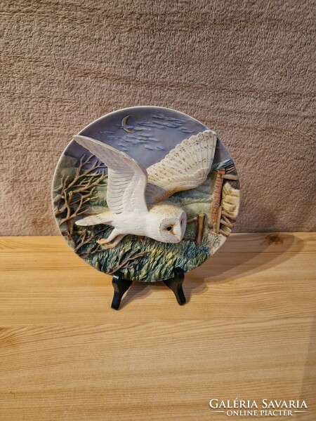 Dish plate with owl dome wine pattern, 3D effect