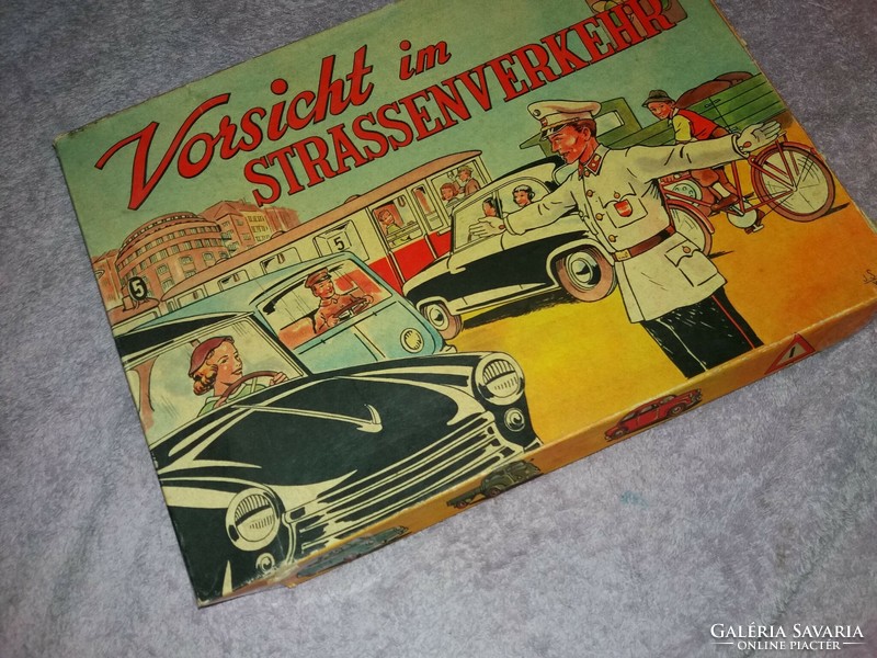 1950.Antik német VIGYÁZZ AZ UTAKON RITKA társasjáték HIÁNYTALAN állapot a képek szerint