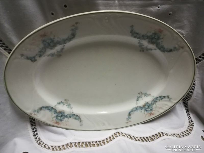 Oval porcelain bowl with forget-me-not garland decor