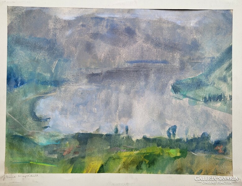 Ilona Aczél (1929 - 2000) near Visegrád on the Danube. Watercolor painting with original guarantee !!