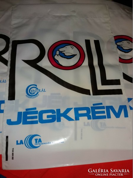 Régi ROLL magyar jégkrém reklám vastag matéria bevásárló szatyor táska darabra 31x42cm képek szerint