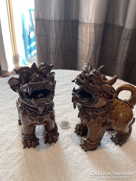 Kinai kemény kerámia Foó kutya párban egyedi értékes ritka darab.