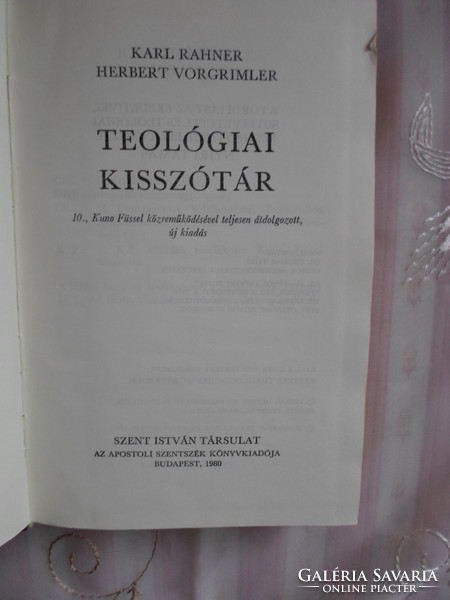 Karl rahner - herbert vorgrimler: small theological dictionary (St. Stephen's Company, 1980)