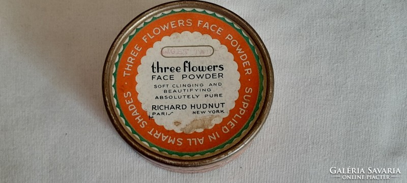 Doboz régi púderes Richard Hudnut arc púder három virág