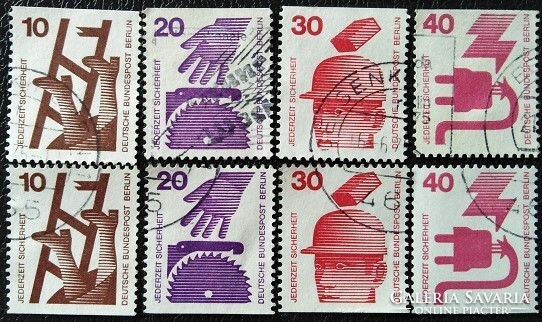 BB403-7C/Dp /Németország - Berlin 1971 Balesetvédelem bélyegsor alul-felül vágott bélyegei pecsételt