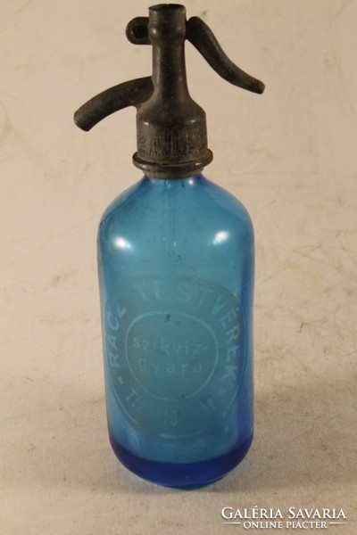 Antique blue half liter soda bottle 477