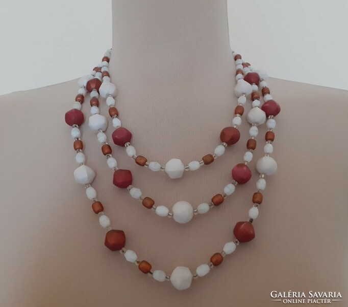 Vintage three-row necklace (plastic and glass)