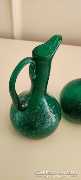 Ritkaság! Olasz 1930-as, Seguso által készített Murano Pulegoso olaj, ill. ecet kiöntő üveg