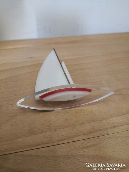 Balaton souvenir plexiglass sailing ship.