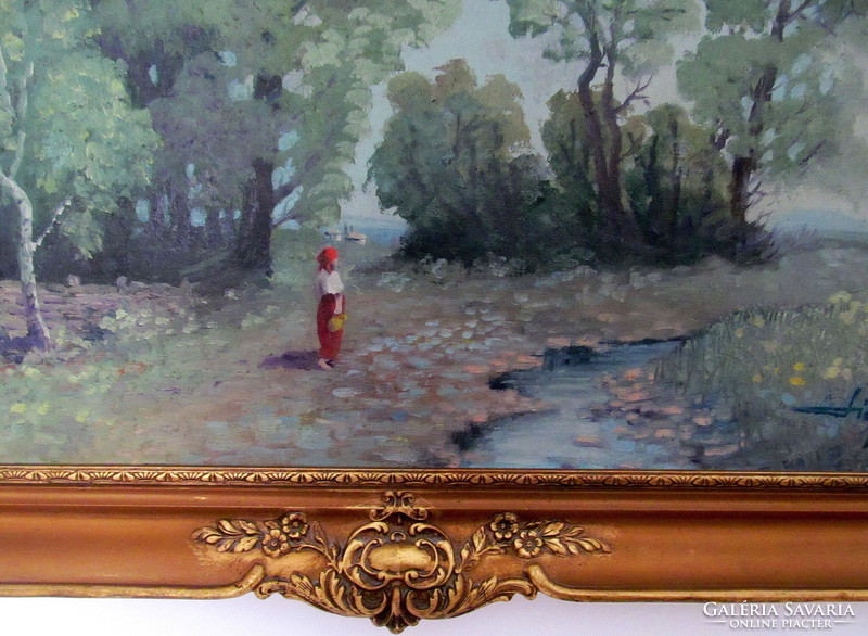 Sidelszki festmény - 1955, olaj / vászon, Blondel keret (83 x 63 cm.)