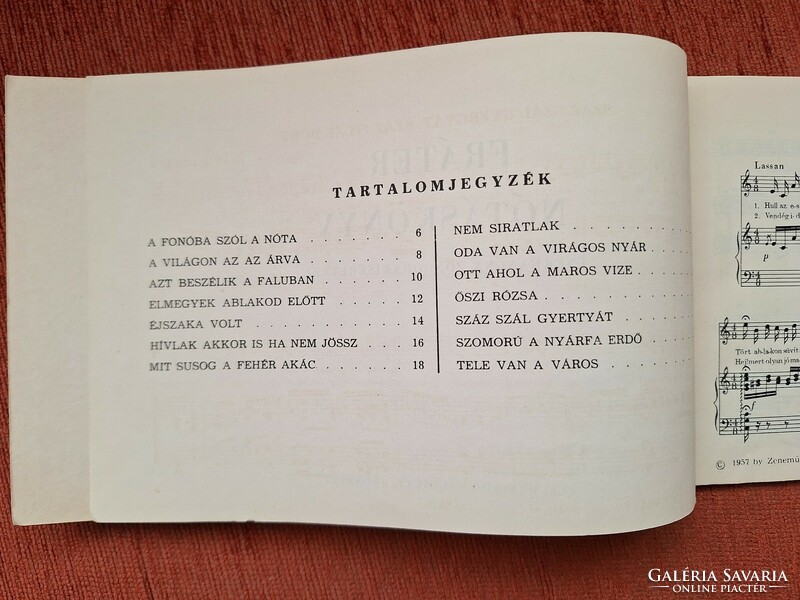 Fráter Nótás könyve 1957. - kotta