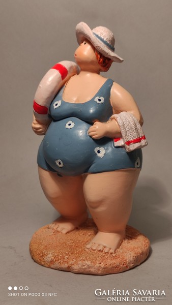 Beach woman statue in swimsuit with lifeguard belt 16 cm