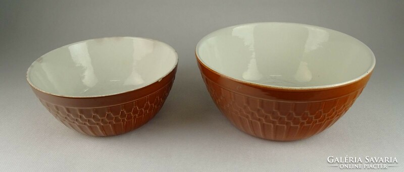 0R668 pair of old thick-walled granite bowls