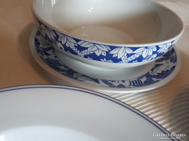 2 pcs porcelain serving set with blue pattern, marked