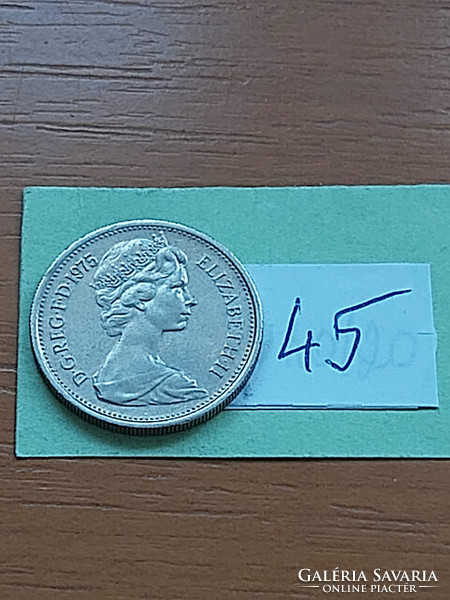 English England 5 pence 1975 copper-nickel, ii. Queen Elizabeth 45