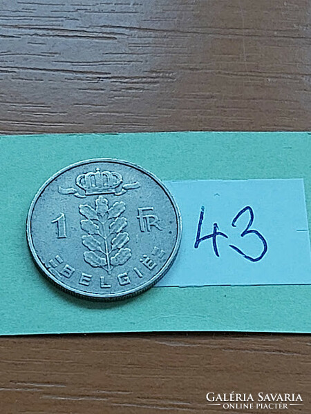 Belgium belgie 1 franc 1957 copper-nickel 43