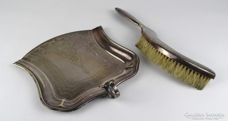 1Q838 antique wm silver-plated crumb broom + crumb shovel