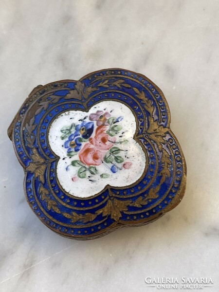 Antique French fire enamel bowl is beautiful.