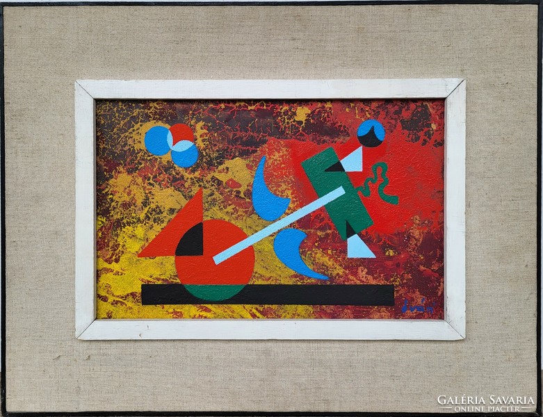 László Óvár (1926 - 1988) game c. Oil painting with original guarantee!