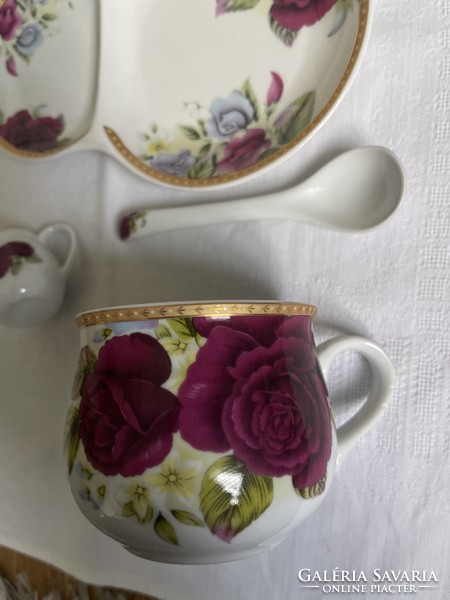 Álomszép rózsás 4 db  porcelán teás szett