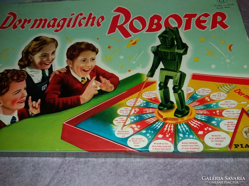 1950 PIATNIK német nyelvű kultusz A MÁGIKUS ROBOT KVÍZ társasjáték szép állapotban a képek szerint