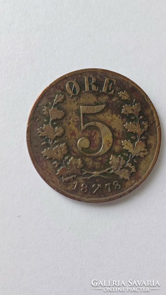 Norway 5 øre 1878 rare issue year!