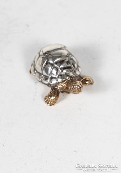 Silver miniature turtle with gold details