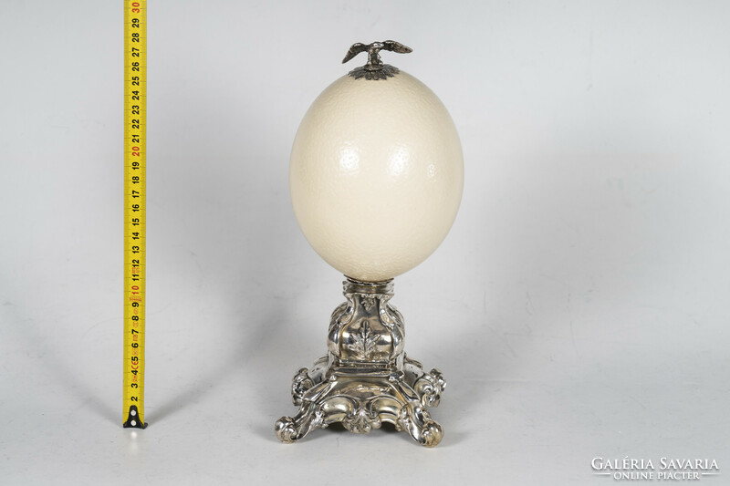Silver antique Viennese ornament with ostrich egg