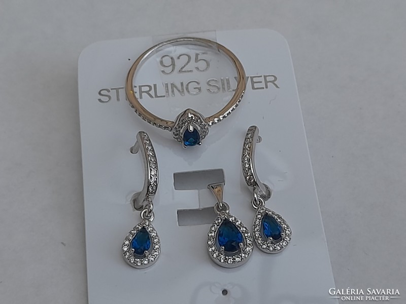 HUF 1 never worn 925 sterling silver topaz stone earrings and pendant and ring set