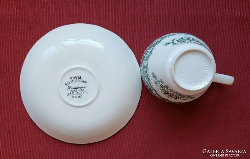 Angol Royal Staffordshire J&G Meakin zöld porcelán kávés teás szett csésze csészealj