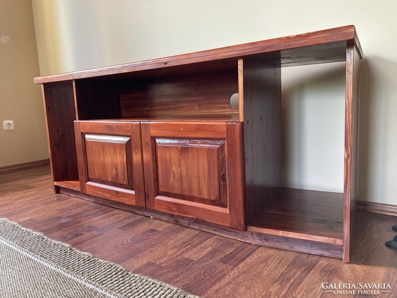 Solid pine corner TV cabinet mahogany