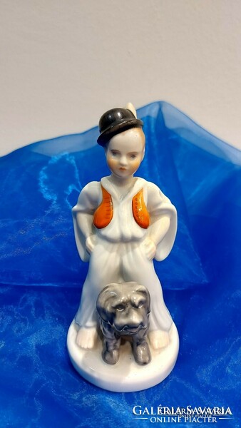 Herend porcelain, Puli boy with dog.