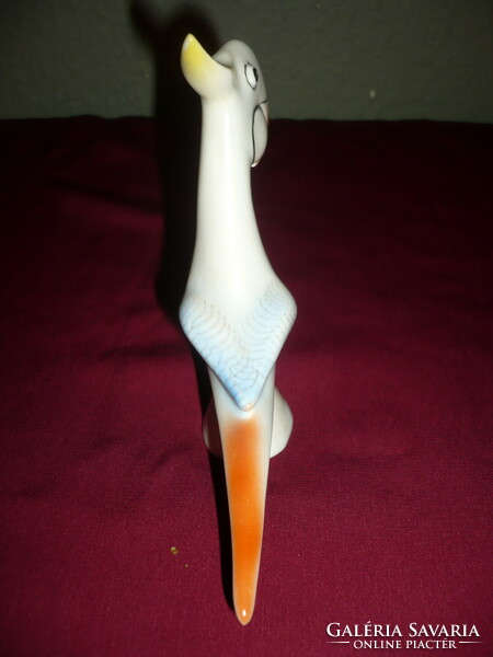 Hollóházi porcelán papagáj, 11 cm.-s porcelán nipp
