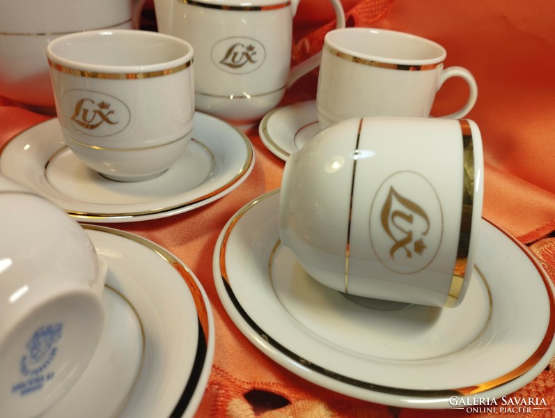 Gyönyörű Alföld Lux fehér - arany  6 személyes kávéskészlet