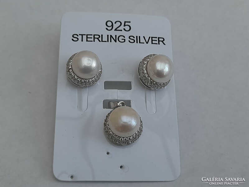 1,-Ft Sosem viselt 925 ezüst sterling fülbevaló és medál szett