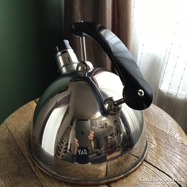 Older German Planboden brand steel water kettle with a copper bottom