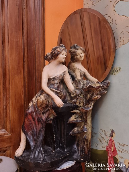 Art Nouveau statue and mirror