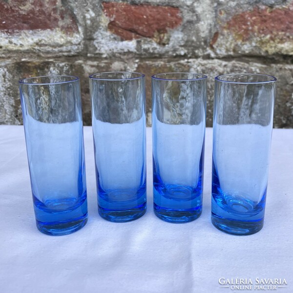 4 blue glasses - tube glasses