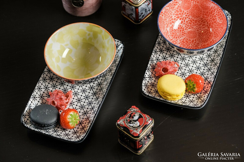 Asian flowers 4-piece modern design porcelain tableware for 2 people