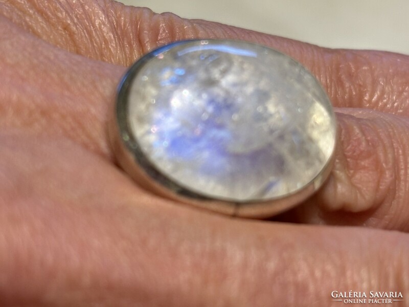 Gyönyörűen színjátszó hatalmas Köves 10.2 gramm 52-es ezüst gyűrű