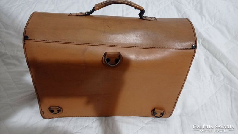 Large strong cowhide briefcase, retro briefcase genuine leather bag, costume, props