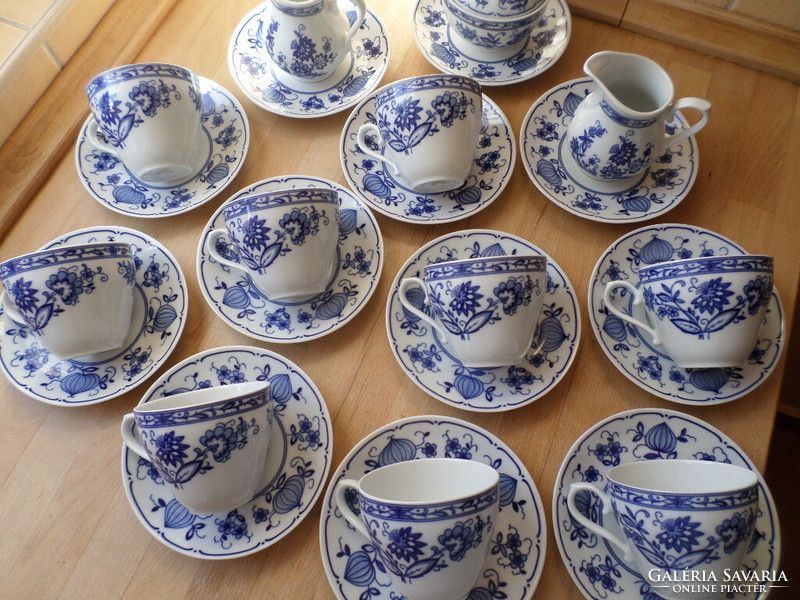 Winterling Bavarian onion pattern porcelain cup sets + pourers + sugar bowl