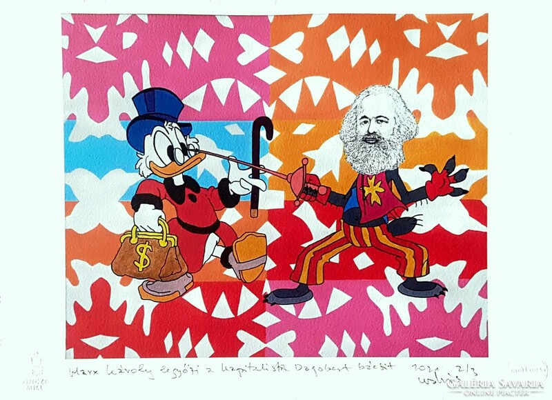DrMáriás - Marx Károly legyőzi ... 25 x 31,5 cm computer print, merített papír