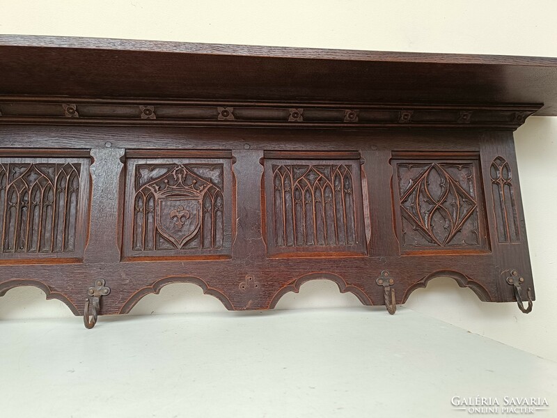 Antique Gothic Renaissance Carved Hardwood Crown Anjou Lily Wall Cloth Hanger 617 8557