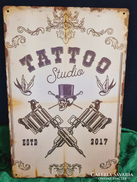 Tatto studió Vintage fém tábla ÚJ! (61)