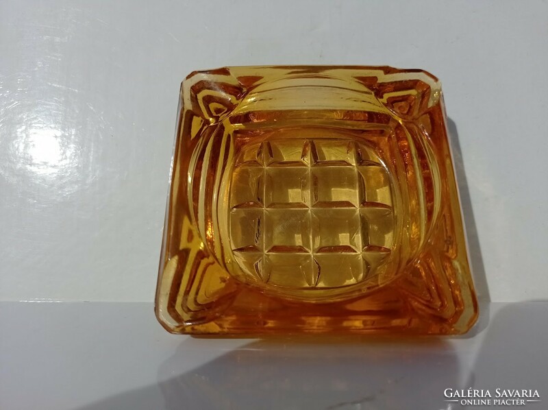 Amber / honey colored Czech glass ashtray