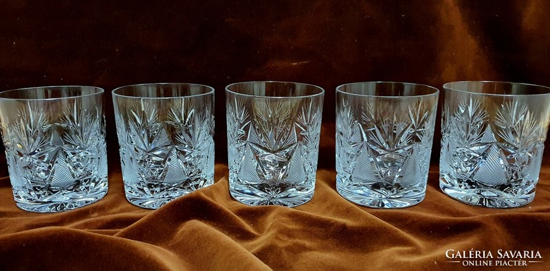 Polished crystal whiskey glasses, 5 pcs.