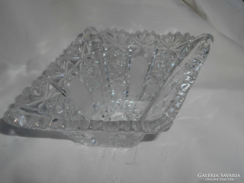 Lead crystal rhombus-shaped centerpiece in beautiful condition, offering bowl - heavy, massive piece